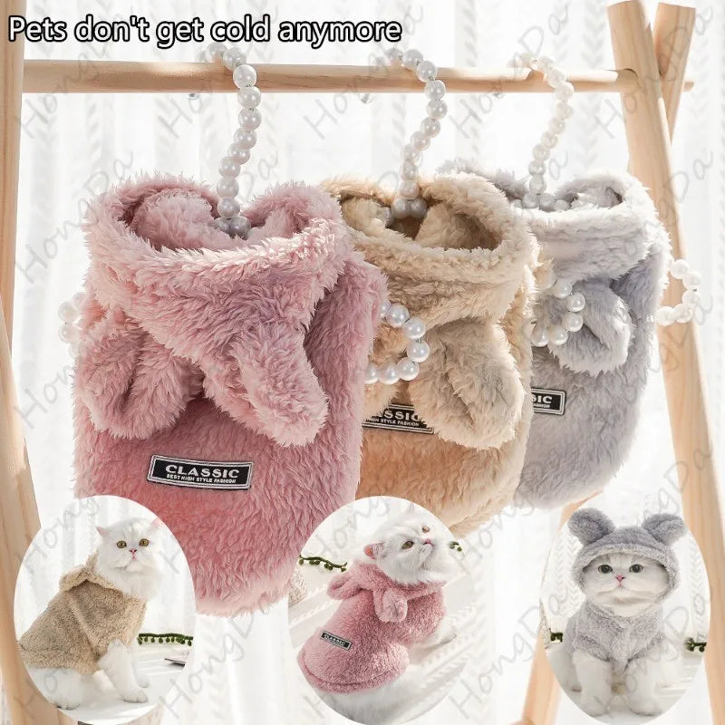 Cute Rabbit Ears Plush Coat for Cat or Dog