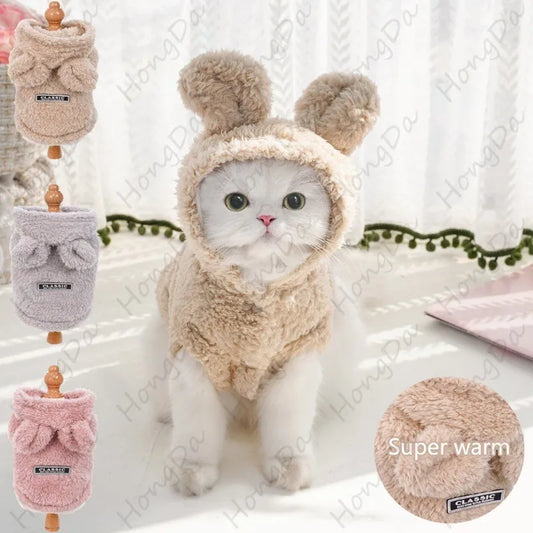 Cute Rabbit Ears Plush Coat for Cat or Dog