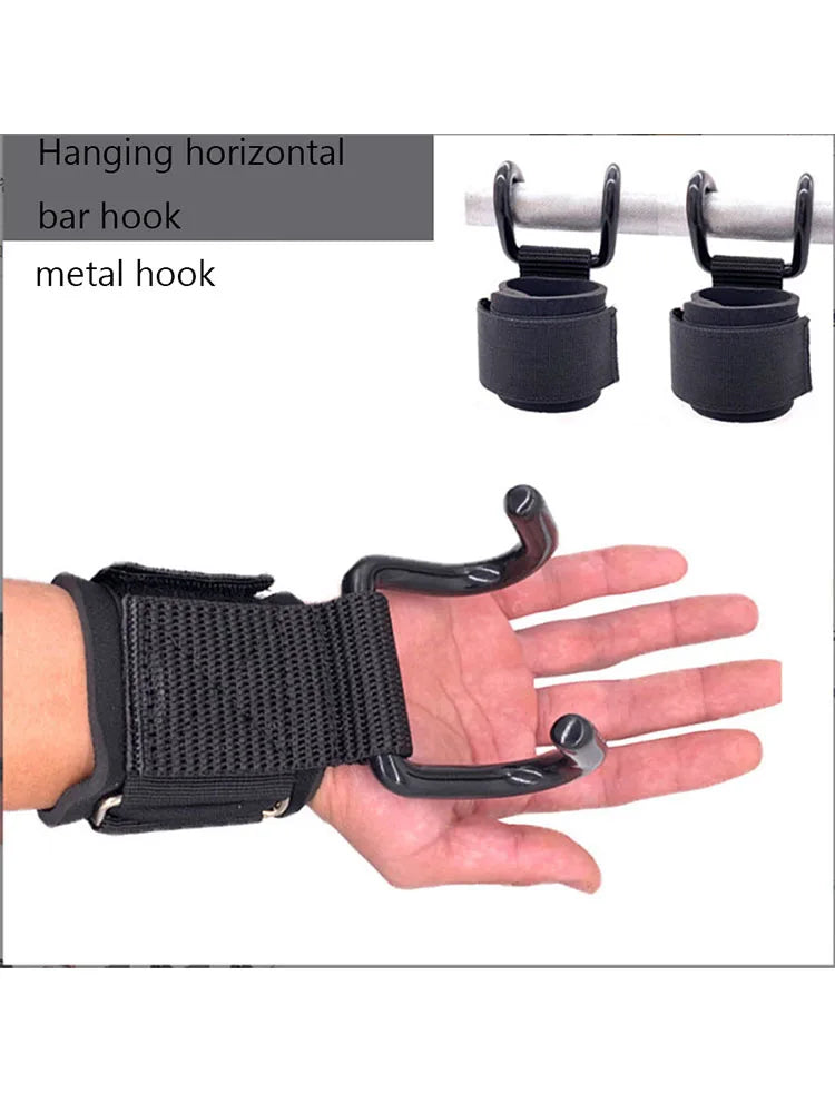 Weight Lifting Hook for Hands w/ Wrist Strap