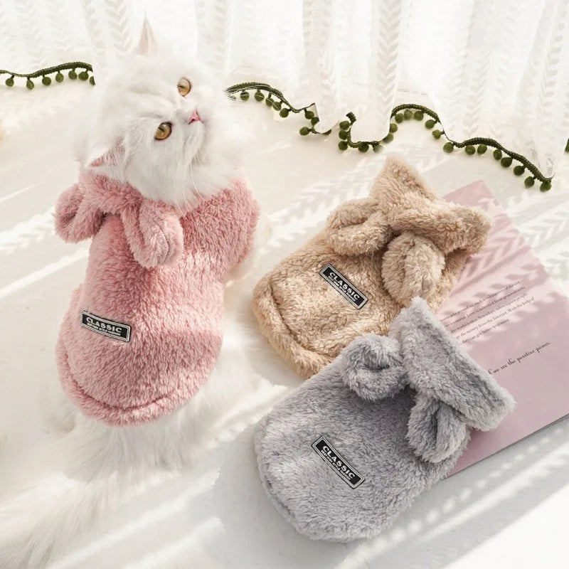 Cute Rabbit Ears Plush Coat for Cat or Dog