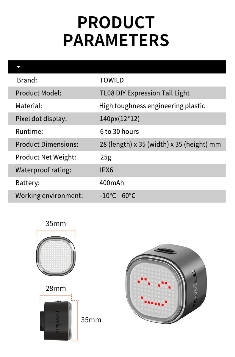 Bluetooth LED Emoji Taillight Led w/ Braking Sensor